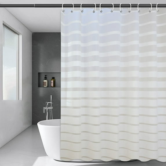 PPgejGEK White Striped Waterproof Shower Curtain Polyester Fabric with Hooks for Bathroom Tub - Modern Decor Wet Dry Separation Easy Install Decorations