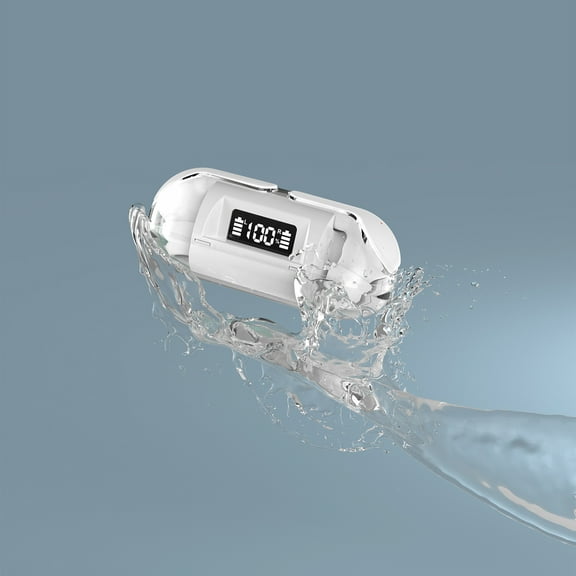 PPgejGEK Wireless Bluetooth 5.3 Headphones Transparent Digital Display Headphones Mini In-Ear Wireless Sports Headphones Holiday