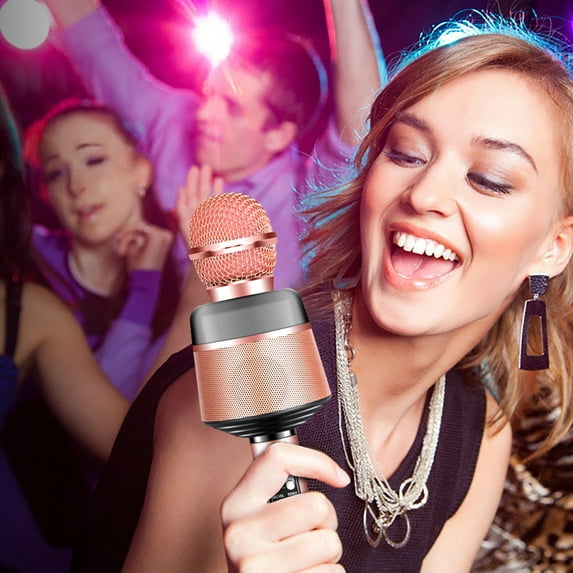 PPgejGEK Wireless Condenser Microphone Live Broadcast Karaoke Artifact Home Video Microphone Speaker Integrated with Sound Effect Colorful Breathing Lamp