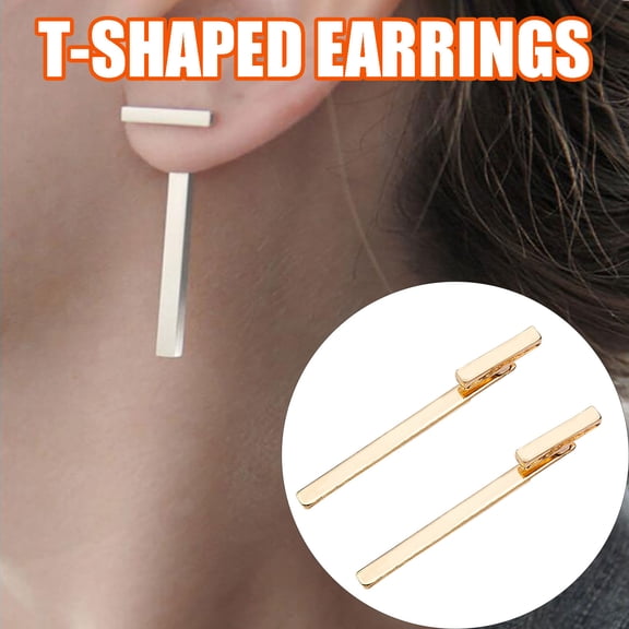 WWG Women Earrings European and Fashion Jewelry Fashion T-shaped Metal Bar Earrings Sales