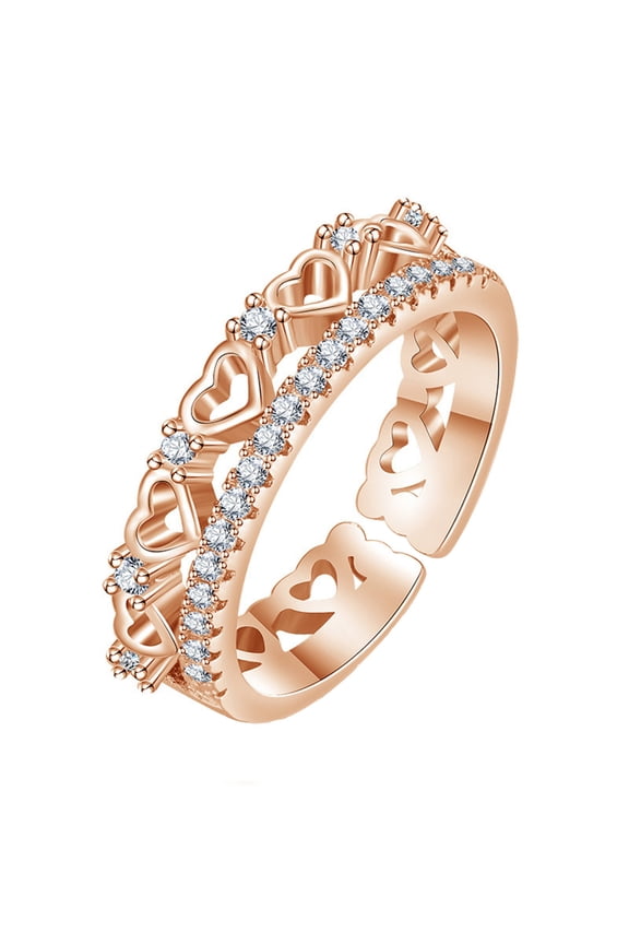 Women Rings Fashion Hollowed Out Cool and Mysterious Heart-Shaped Cubic-Zirconia Outer Spins Wonderful Gift for Valentine's Day Mother's Day Christmas Birthday Gifts 50% off Clear