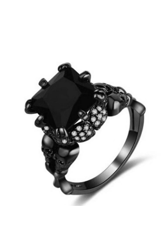 Women Rings Vintage Rings Halloween Gold Skull Shaped Crystal Women Men Fashion Carving Bridal Jewelry Gift for Valentine's Day Mother's Day Christmas Birthday Gifts