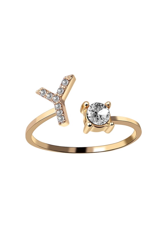 Women's Rings Exquisite Fashion 26 English Alphabet Style Letter Fashion Copper for Valentine's Day Mother's Day Christmas Birthday Gifts 50% off Clear