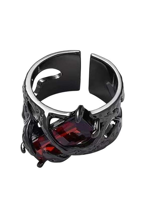 Women's Rings Retro Geometric Ring Thorn Gemstone Ring Personality Men and Women Style Dark Style Hollow Metal Open Ring High-end Sense Ring Female up to 45% off