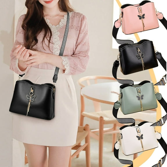 PPgejGEK Women's Soft Washed Leather Bow Design Shoulder Bag Multi Zip Spacious Crossbody Handbag for Daily Travel Work 9.1x7.1x4.3in Size Green Pink White Colors Large Capacity Purse