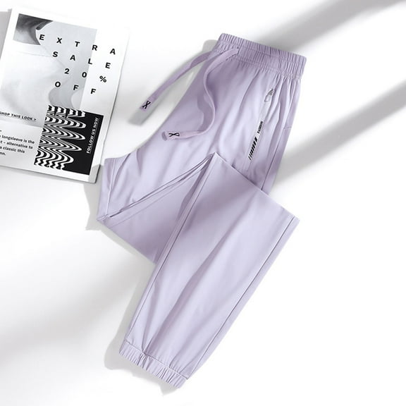 PPgejGEK Womens Pants Comfy Relaxed Fit Elastic Waist Flowy Pants Quick Dry Breathable Business Casual Pants with Pockets for Home Cocktail Daily Wear Travel 50% off Clear