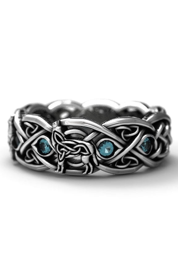 Womens Rings Creative Wolf Totem Men's Ring Line European and Trend Punk for Valentine's Day Mother's Day Christmas Birthday Gifts up to 30% off