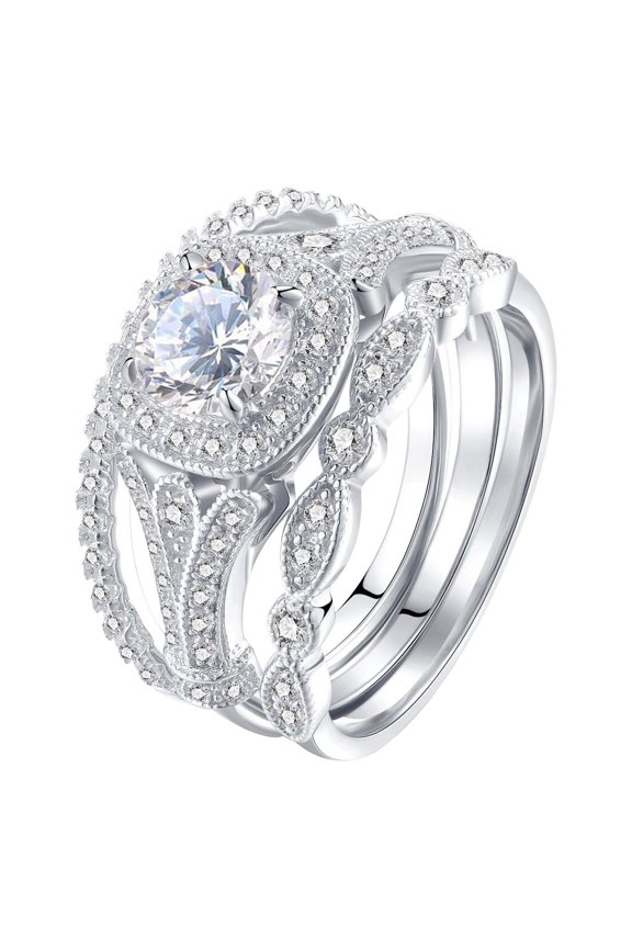 Womens Rings Luxurious 3PCS Multi-Layer Set Elegant Rhinestone Personality Jewelry Women Birthday for Valentine's Day Mother's Day Christmas Birthday Gifts 50% off Clear