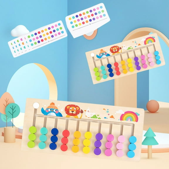 PPgejGEK Wooden Multichannel Colorful Balls Walking Puzzle Board, Educational Mind Thinking Training Game for Kids, Multicolor Size 12.79x5.78x0.78 Inches