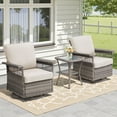 thumbnail image 1 of Lumiinofami 3 Piece Patio Bistro Sets, Outdoor Conversation Furniture Sets with Beige Cushions, PE Wicker Rocking Swivel Glider Chairs and Side Table Sets for Deck Garden Porch, 1 of 10