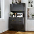 thumbnail image 1 of PPorfamilia 71" Tall Kitchen Pantry Cabinet, Wooden Hutch Cupboard Cabinet with Storage, Microwave Stand and Power Outlets, Black, 1 of 8