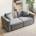 thumbnail image 1 of PPorfamilia 71" Velvet Loveseat, Modular Sectional 2 Seater Deep Seat Sofa with Storage, Soft Upholstered Couch with Cushions and Pillows for Living Room, Gray, 1 of 6