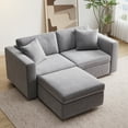 thumbnail image 1 of PPorfamilia 71" Velvet Loveseat with Ottoman, Modular Sectional 2 Seater Deep Seat Sofa with Storage, Soft Upholstered Couch with Cushions and Pillows for Living Room, Gray, 1 of 7