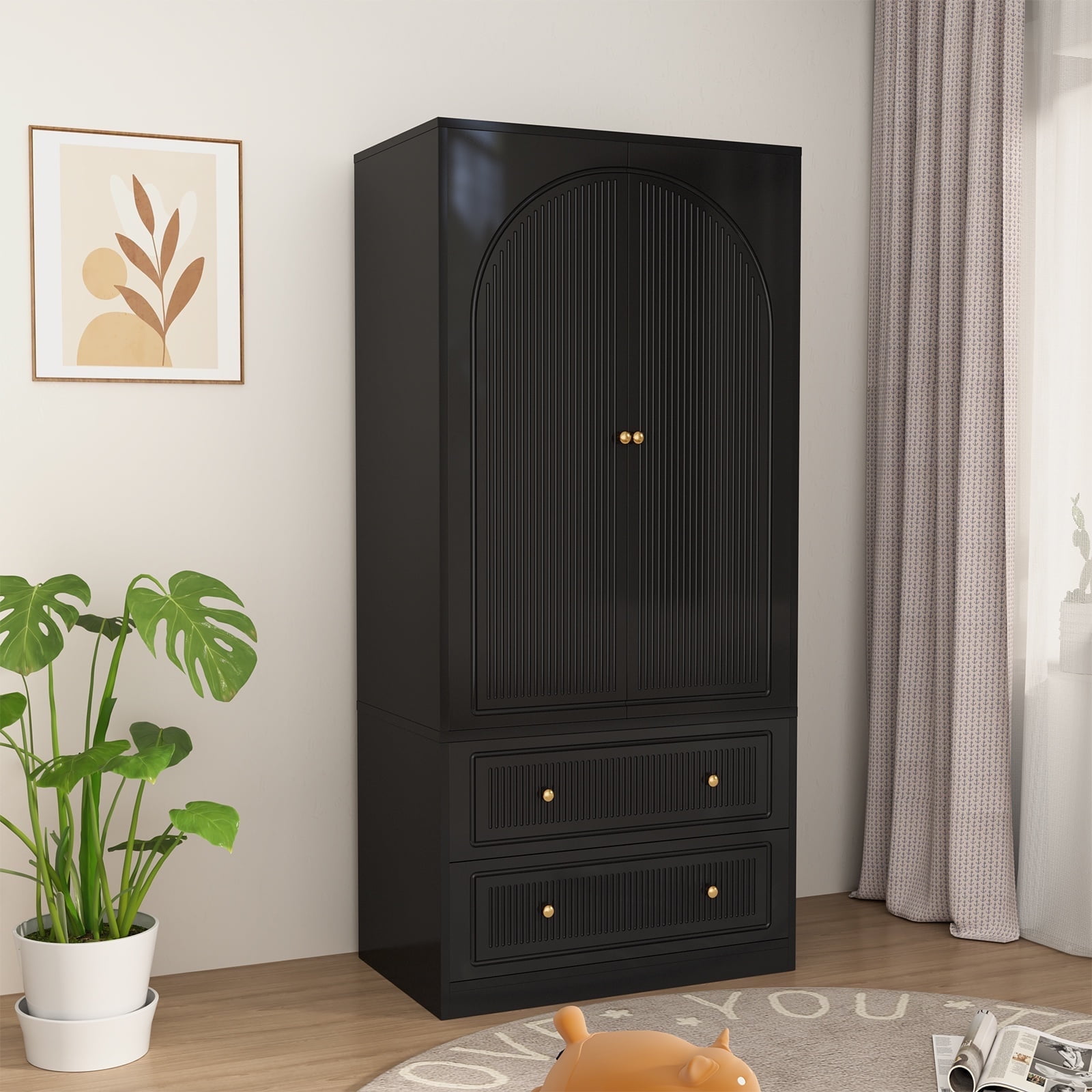 PPorfamilia Armoire Wardrobe Closet, Tall Wardrobe Cabinet with 2 ...