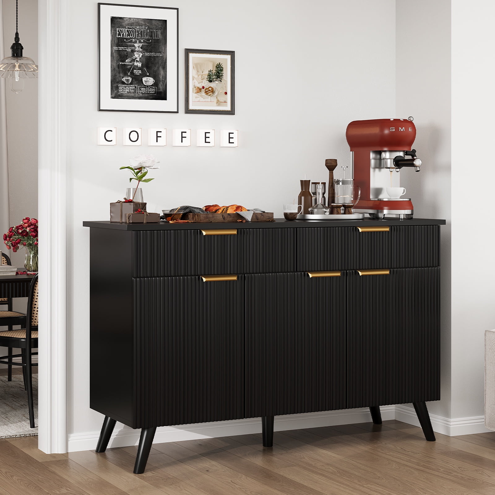 PPorfamilia Kitchen Storage Cabinet with Drawers and Doors, Modern ...