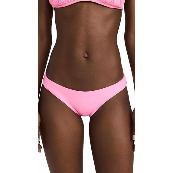 PQ Swim Women's Basic Ruched Bikini Bottoms - Moderate Rise, Fuller Coverage, Womens Swimsuit Bottoms - Full (Vivid Pink, Medium)