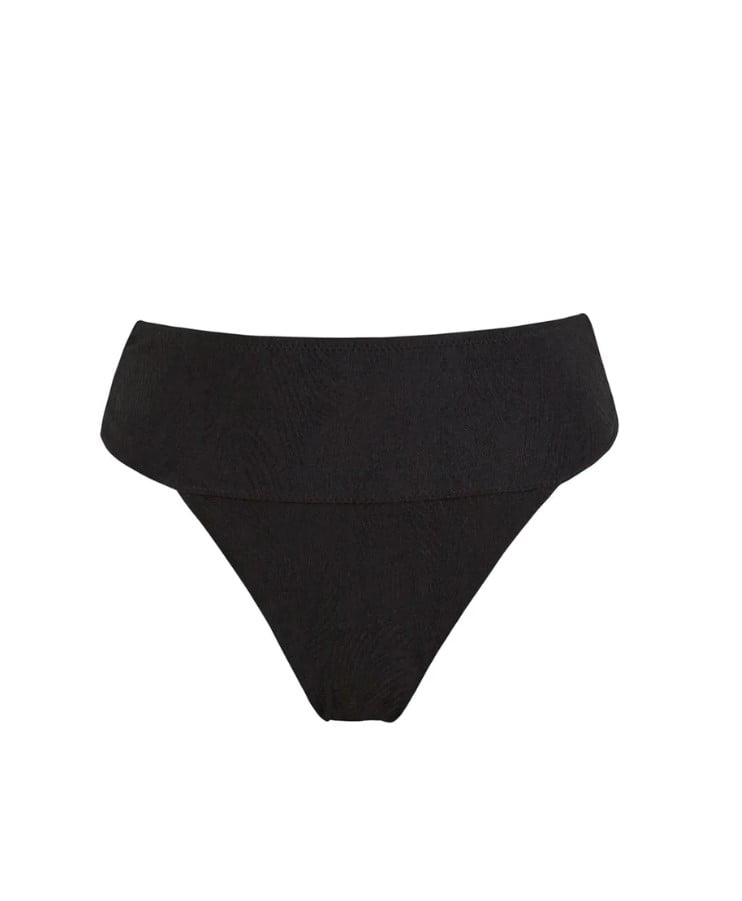 PQ Swim Women's Haleyy Baylee Banded High Waist Full Coverage Bottoms (Onyx, Medium)