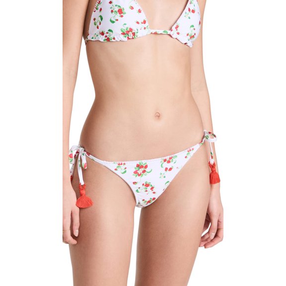 PQ Swim Women's Reversible Side Tie Full Bottoms Strawberry Medium M