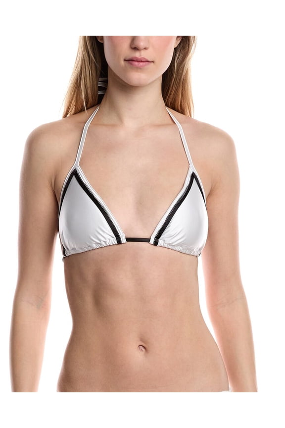 womens Piped Triangle Top, m, White