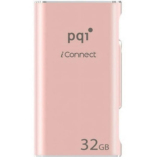 PQI iConnect 32GB Lightning/USB 3.0 Retractable Flash Drive for Apple iPhone/iPad, Rose Gold