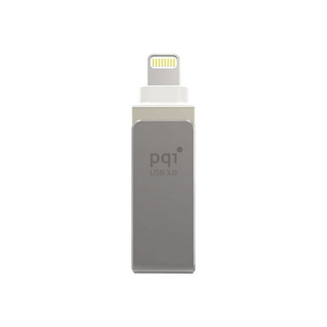 PQI iConnect mini - USB flash drive - 32 GB - USB 3.0 / Lightning - metallic gray