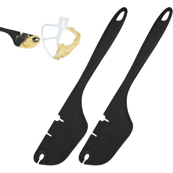 PQPO Silicone Spatula for Mixer Beater Scraper, Non-Stick Spatula for Baking, Scraping, Mixing, Cooking, Heat-Resistant Spatulas for Kitchen Aid Mixer Accessories, Multipurpose Kitchen Tools, Black
