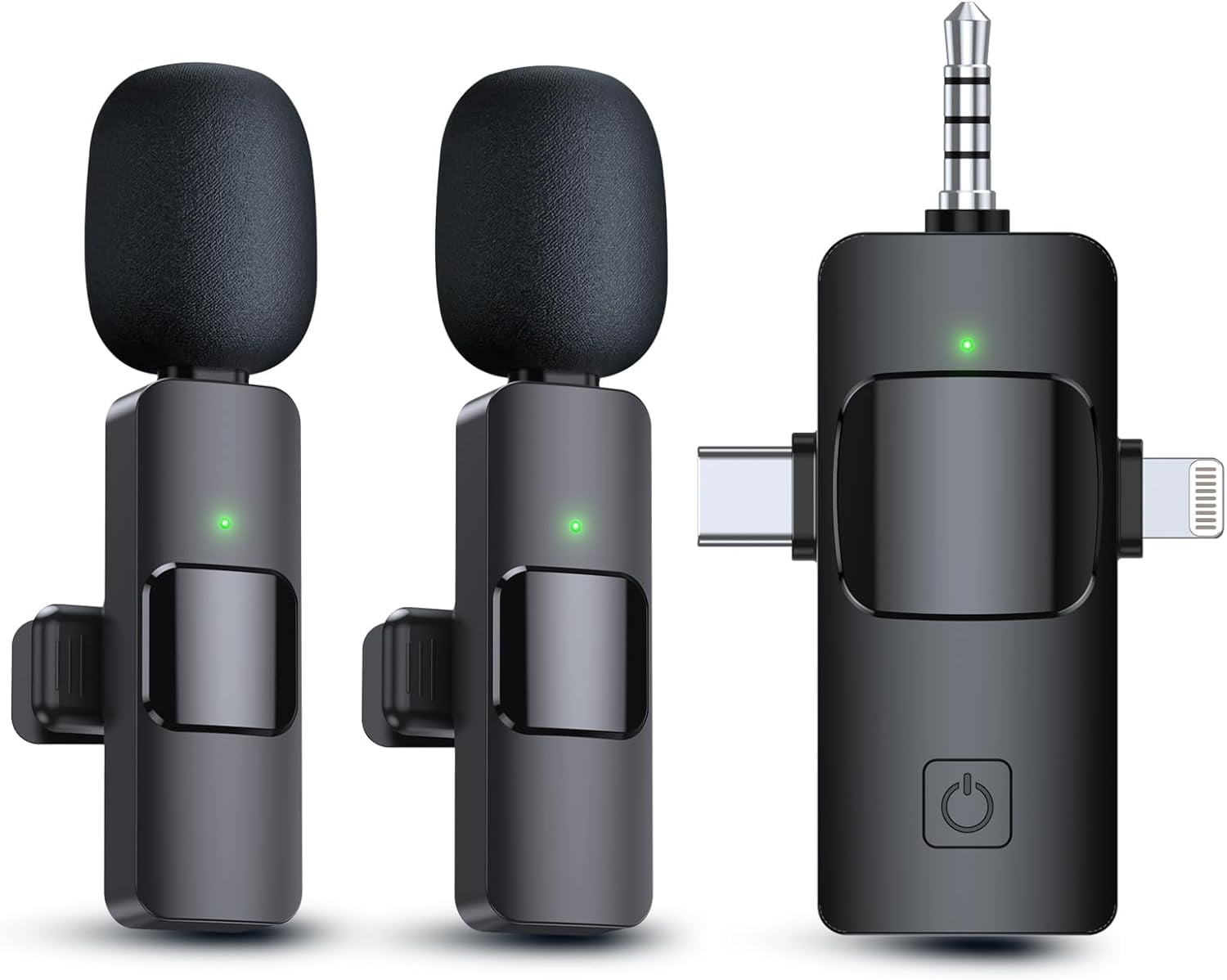 PQRQP 3 in 1 Wireless Lavalier Microphones for iPhone, iPad, Android