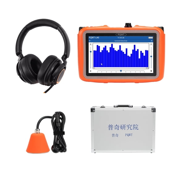 PQWT Underground Water Leak Detector, 0.5m Indoor Find Water Leak Device with High-Definition Display Screen, Professional Headphones Carry Case - L40