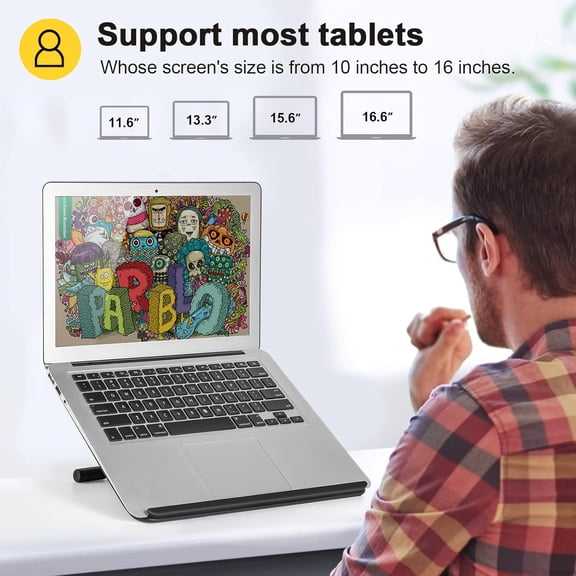 PR 100 Tablet Stand with Drawing Glove, Adjustable 10-16 Inch for Art, Movies, Reading