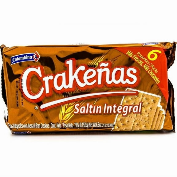 PR Colombina Crackers, Whole Wheat, 6.8 oz pack of 2