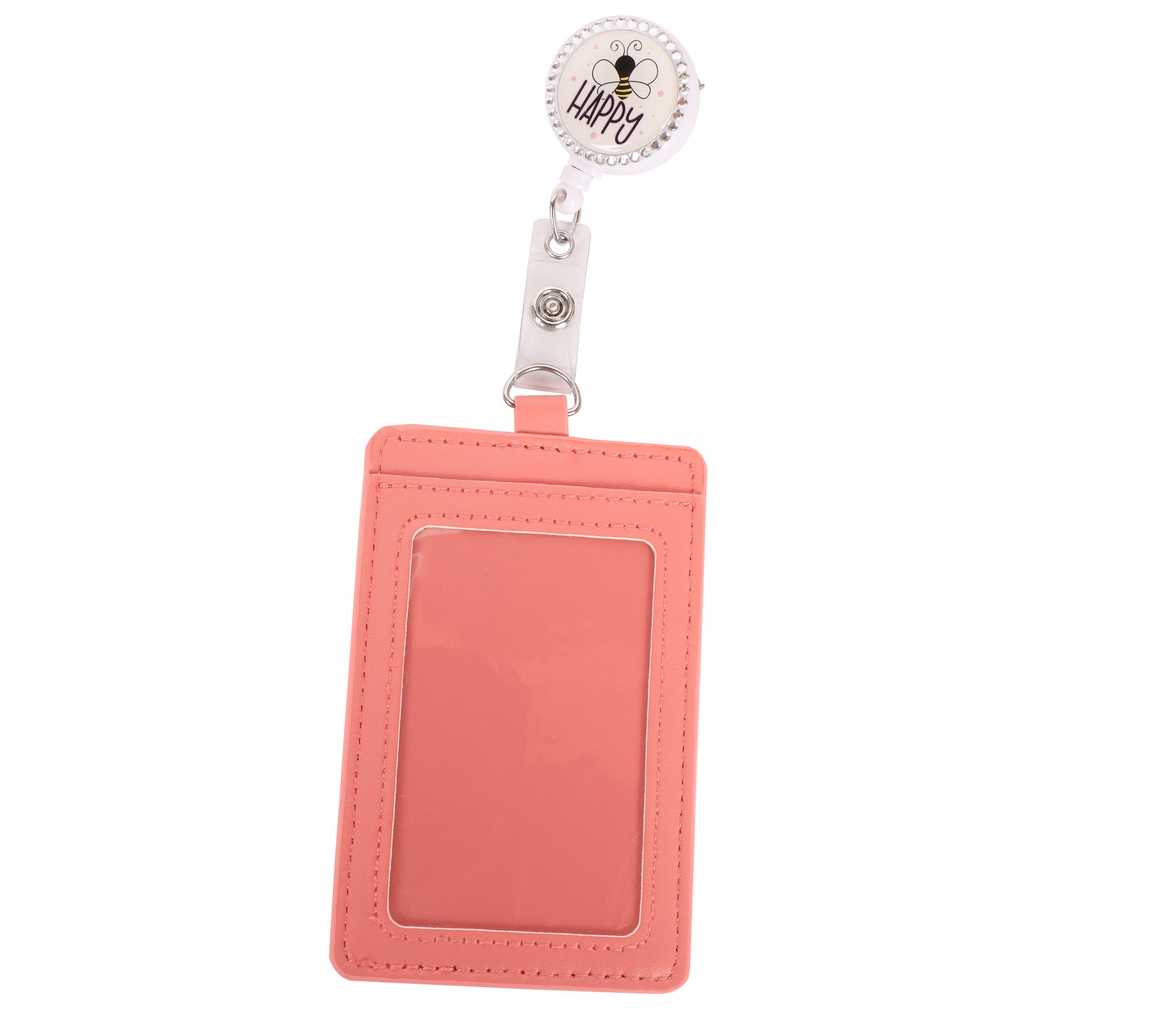 PR Essentials Brand Bee Happy Badge Reel with Coordinating ID Holder Pocket