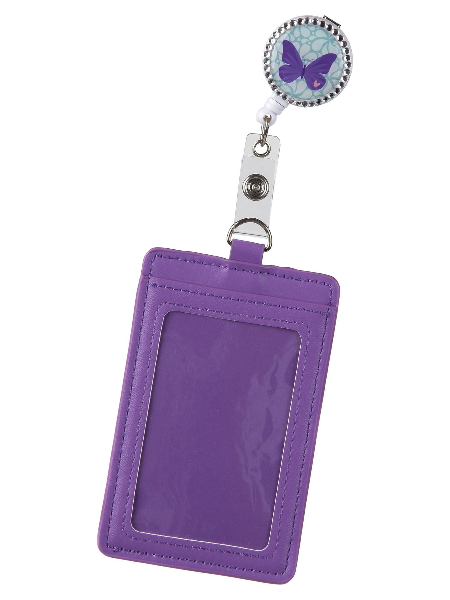PR ESSENTIALS Brand Women's Adult Badge Reel with Purple Butterfly