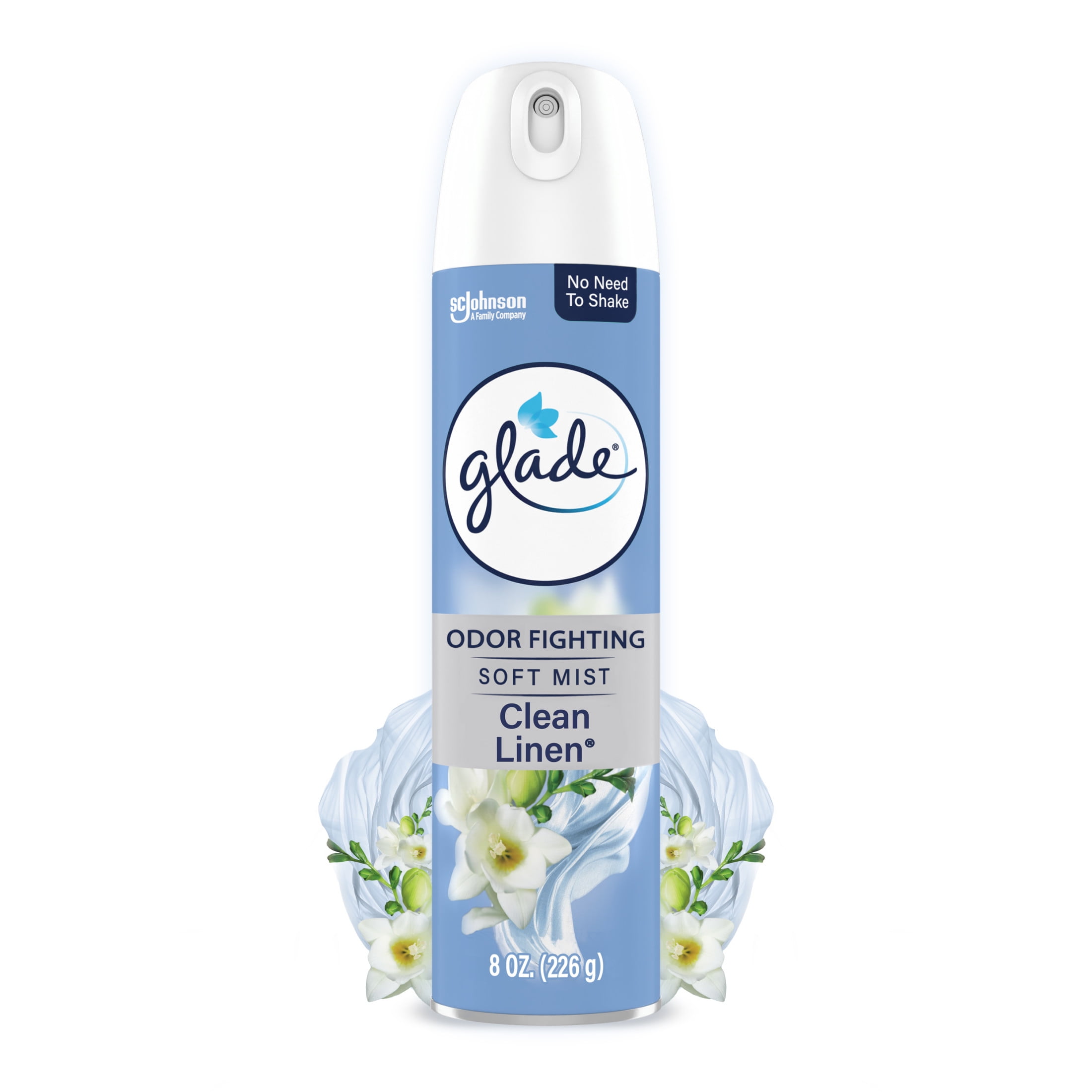 Glade Odor Fighting Soft Mist Air Freshener Room Spray, Clean Linen, 8.0oz, 1pk