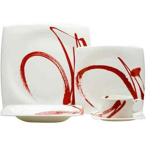 PR1300-905-4 Paint It Red Dinner Set, 20 Piece