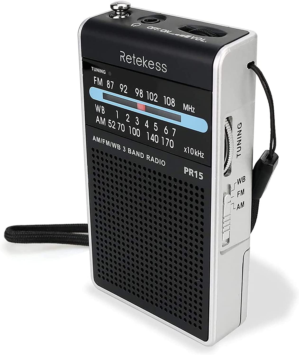 PR15 Pocket NOAA Weather Radio, AM FM Emergency Weather Radio Portable ...