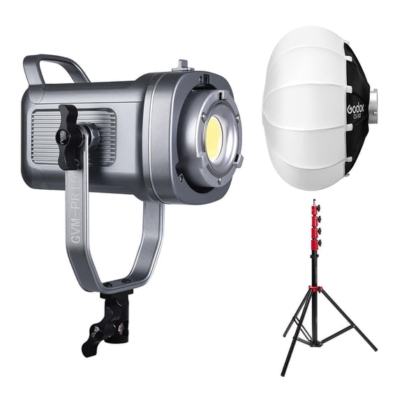 GVM PR150D 150W Bi-Color LED Video Light, Bundle with Glow 20" Quick Ball Lantern Softbox and Flashpoint 9.5' Pro Air-Cushioned Heavy-Duty Light Stand