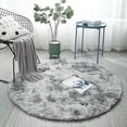 thumbnail image 1 of PRAETER Fluffy Colorful Shag Round Area Rug Plush Carpet for Kids Girls Living Room Bedroom Decor Multicolor Area Rug, 31.5inches, Gray, 1 of 16