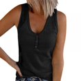 thumbnail image 1 of PRAETER Summer Women's Button Vest Solid Color V Collar Sleeve T-shirt Top, 1 of 5