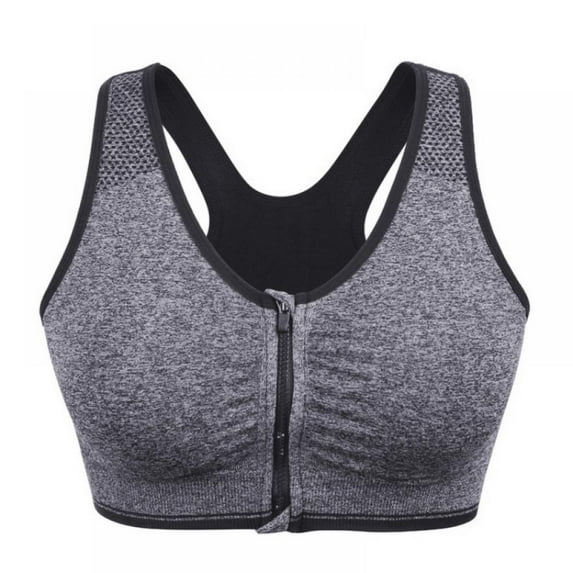 PRAETER Women's Front Zipper Sports Breathable Wirefree Padded Push Up Sports Top Fitness Gym Yoga Workout Bra Sports Bra Tops