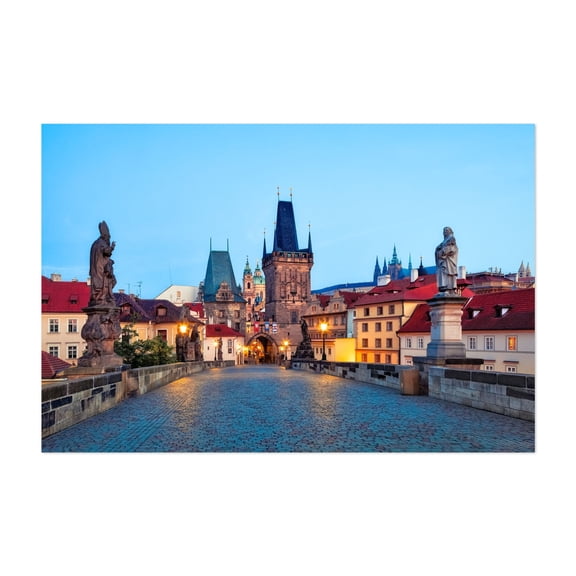 PRAGUE 01 - Prague Czechia Photography Bridge Cityscape Architecture Travel Poster Scenic Cathedral Night Sky Unframed Wall Art Print 4 x 6 inches