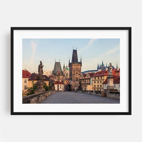 PRAGUE 06 - Prague Czechia Photography Bridge Architecture Cityscape Travel Poster Scenic Cathedral Black Framed Wall Art Print 5 x 7 inches