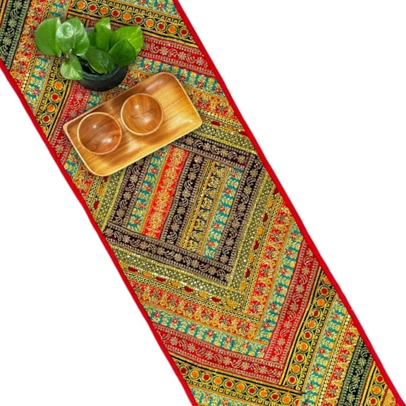 PRASHU Colorful Table Runner 20x60, Patchwork Embroidery Cloth Dining Table , Home Decor & Mat Gift (Pink)
