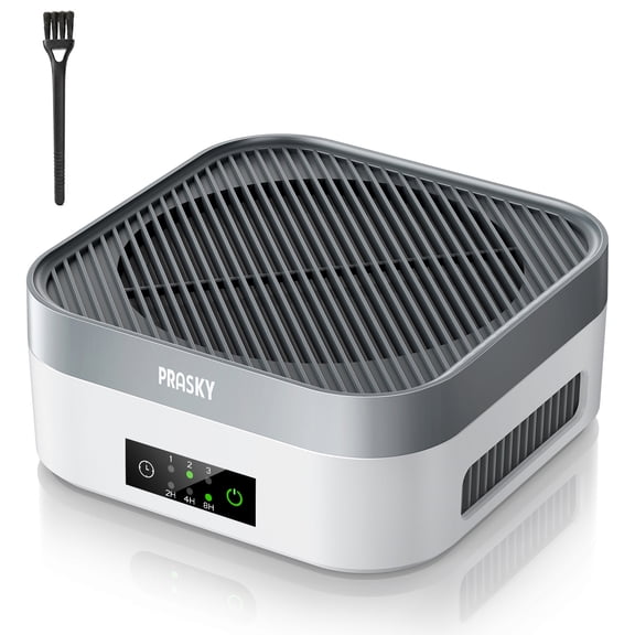 PRASKY Air Purifier for Home with Filter Brusher 600 Sq Ft Coverage, True HEPA Filter for Pets, Smoke & Allergies | Quiet & Portable for Bedroom/Travel/Car (Gray)