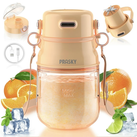 PRASKY Portable Blender, BPA Free 27oz for Juicer, Smoothies and Shakes (Orange)