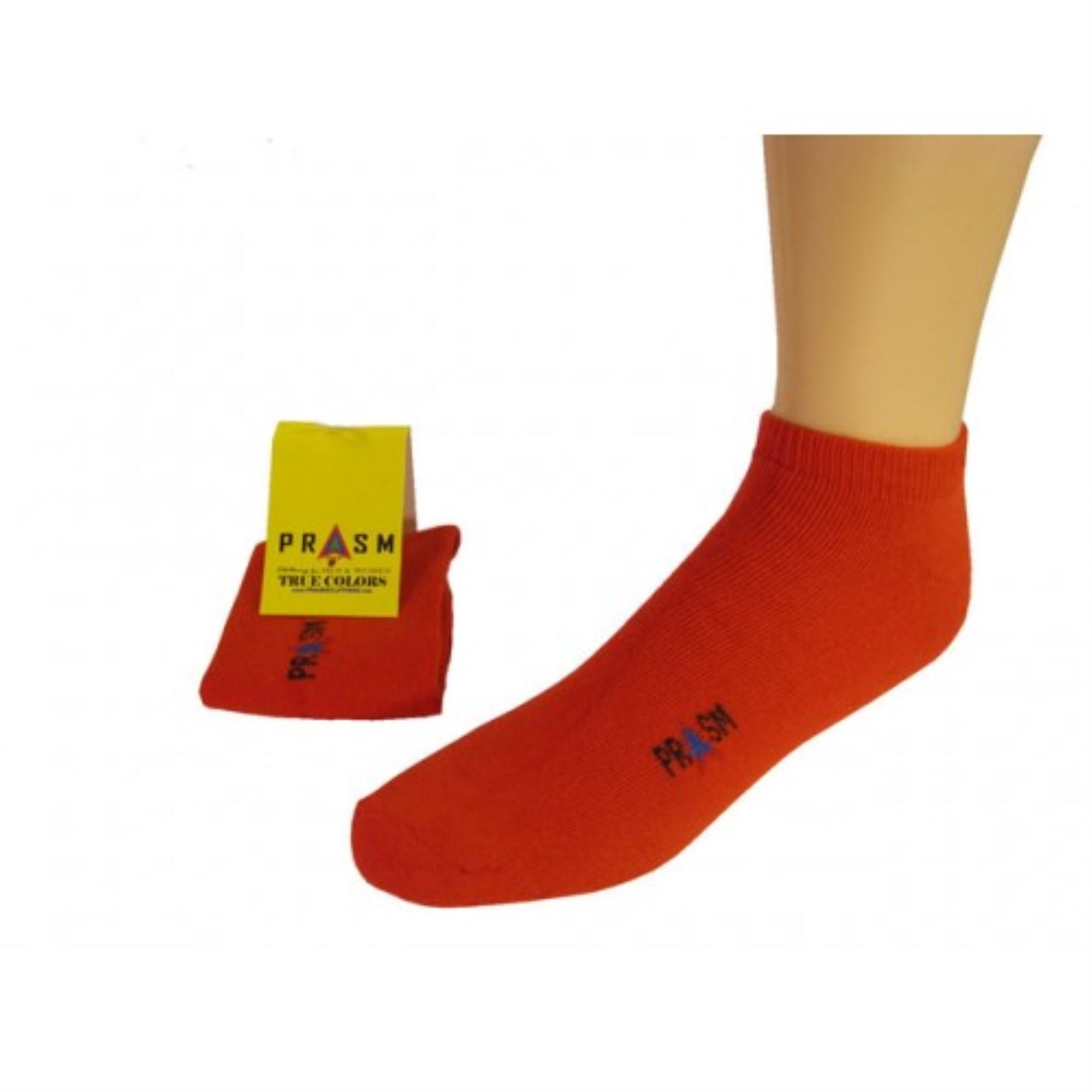 PRASM (Premium Egyptian Cotton) MENS Low-Cut Ankle Socks - 3 PACK-Bright Red
