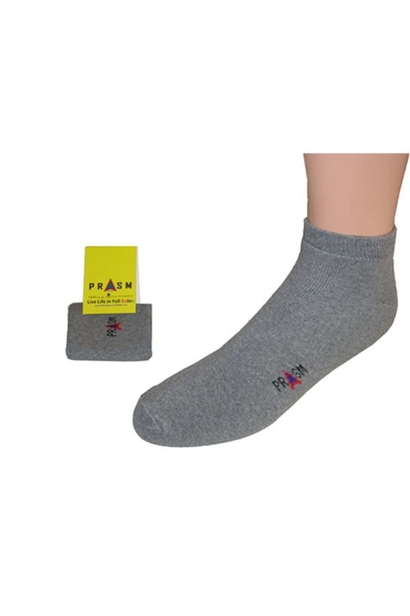 PRASM (Premium Egyptian Cotton) MENS Low-Cut Ankle Socks - 3 PACK-Dark Grey