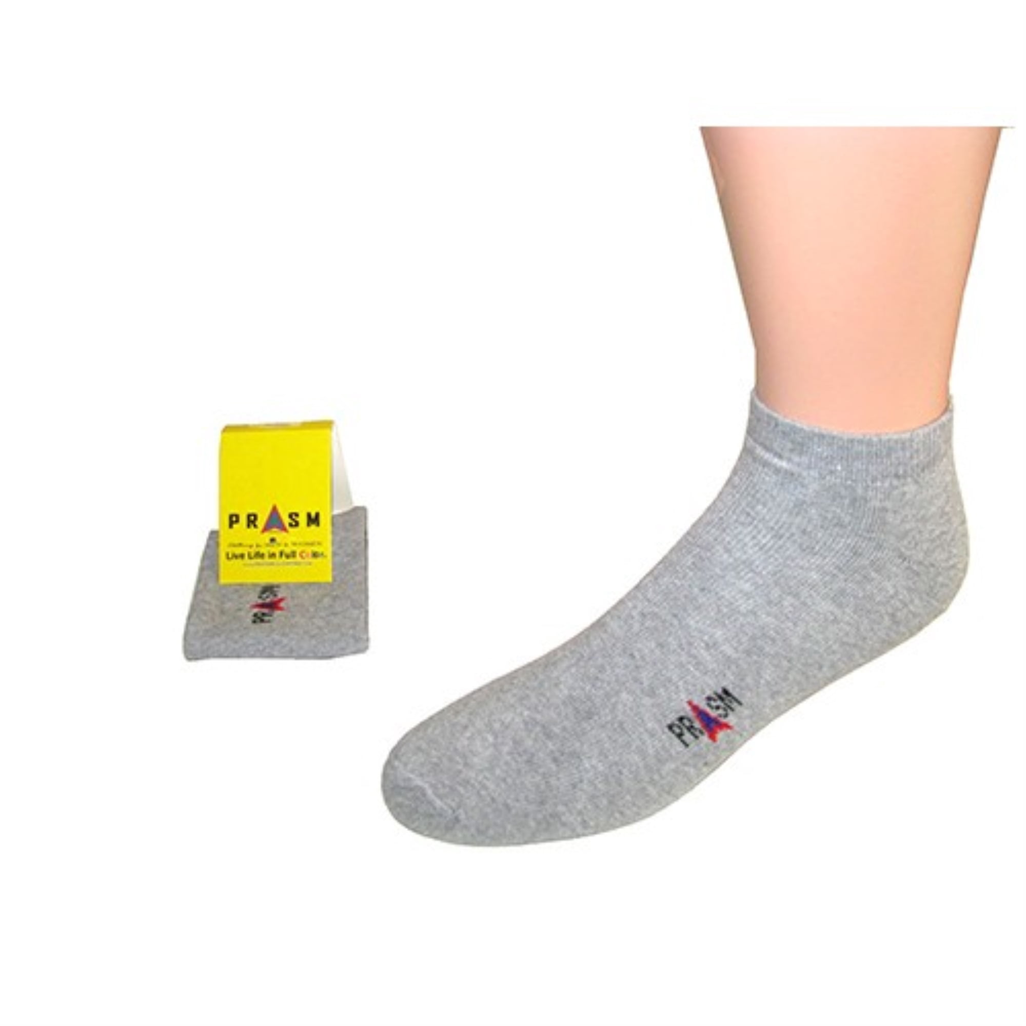 PRASM (Premium Egyptian Cotton) MENS Low-Cut Ankle Socks - 3 PACK-Light Grey