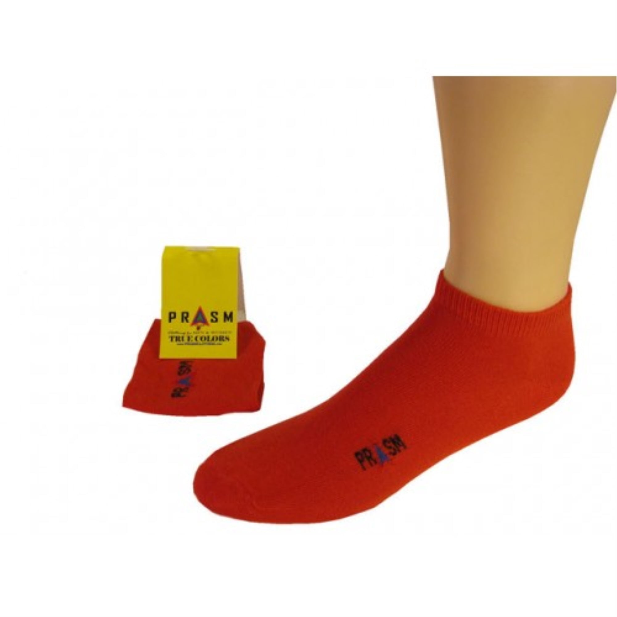 PRASM (Premium Egyptian Cotton) MENS No-Show Ankle Socks - 1 PAIR-Bright Red