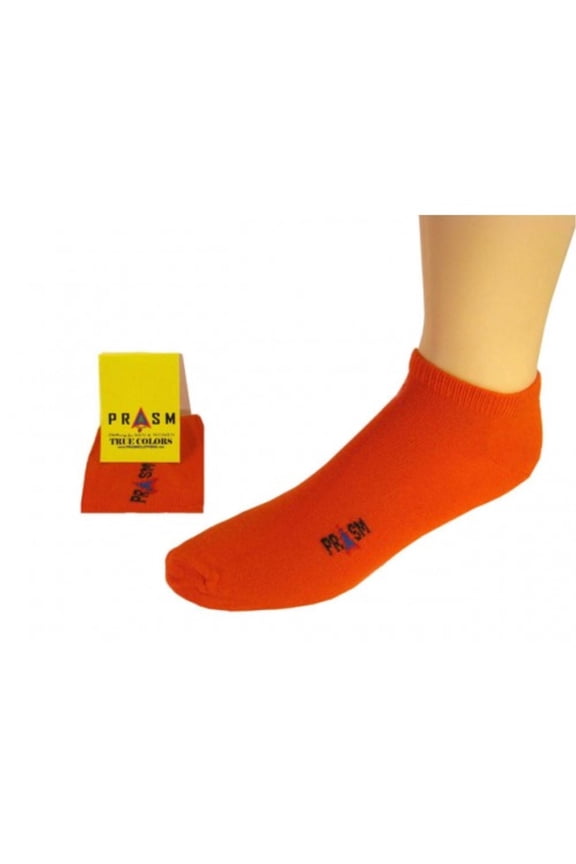 PRASM (Premium Egyptian Cotton) MENS No-Show Ankle Socks - 3 PACK-Bright Orange