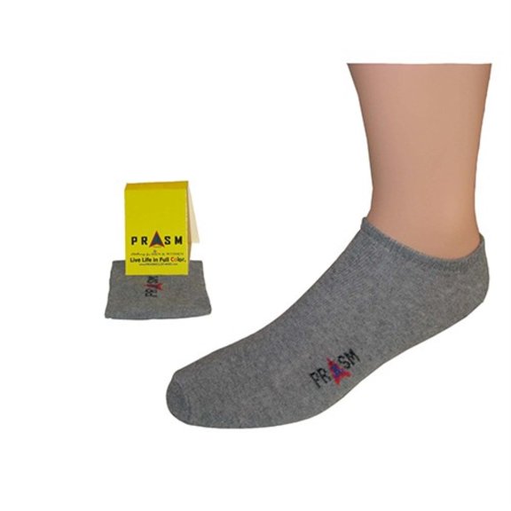 PRASM (Premium Egyptian Cotton) MENS No-Show Ankle Socks - 3 PACK-Dark Grey